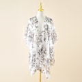 Miniatyrbillede 1 af 5: Lille Sommerfugl Blomstermønster Strandferie Bikini Solbeskyttende Bluse Badetøj Cover-up White Average size