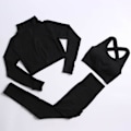 Miniatyrbild 1 av 11: Yoga Set Träningskläder gym fitness för damer träningsdräkt 3 Pcs set black L