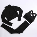 Miniatyrbild 1 av 11: Yoga Set Träningskläder gym fitness för damer träningsdräkt 3 Pcs set black S