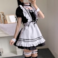 Miniatyrbillede 4 af 5: Sort Sød Lolita Maid Kostumer Piger Kvinder Dejlig Maid Cosplay Uniform Animationsshow Japansk Outfit Kjole Tøj Full Set M