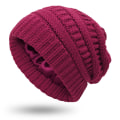 Miniatyrbild 1 av 8: Höst och Vinter Ins Ny Hatt Dam Skyddande Frisyr Varm Ull Stickad Satin Hatt 9 Färger #5 wine red Average size