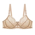 Miniatyrbillede 2 af 4: Ultratynd Plus Size Dame Undertøjs BH Solid Gennemsigtig Blonde Dame BH Black 42C