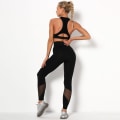 Miniatyrbillede 6 af 6: Europæisk og amerikansk sømløs strikket højtaljet hofteløft sexet udskåret yoga tøj bh sæt sports løbe fitness bukser 9180 bra trousers set-dark gray M