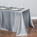 Miniatyrbilde 1 av 11: Hvit Duk Polyester Duk Rektangulær Satengduk for Bursdag Jul Hjemmefest Dekor Bryllupsutstyr Silver 145x366cm