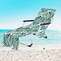Miniatyrbillede 1 af 11: Tropiske Planter Mikrofiber Strandstol Betræk Håndklæde Med Lomme Udendørs Hurtigtørrende Bærbar Have Pool Loungestol Tæppe 11 73x210cm