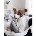 Miniatyrbilde 2 av 8: Stor Hampblomst Foreldre-Barn Genser Strikkelue Høst og Vinter Pelsball Ullue Black Parent-child hat