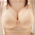 Pikkukuva 1 / 4: Pehmeät vuorilliset rintaliivit naisille Push Up -rintaliivit Iso koko Pitsi-alusvaatteet Plus-koko Seksikäs rintaliivit Beige 42/95BC