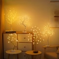 Pikkukuva 3 / 11: Led-puuvalo, kiitospäivän somistus, kodin koristelulamppu, joulujuhlat, helmiäispuu Golden five-pointed star tree lamp