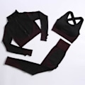 Miniatyrbild 9 av 11: Yoga Set Träningskläder gym fitness för damer träningsdräkt 3 Pcs set Wine red L