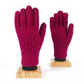 Miniatyrbilde 1 av 11: Varme strikkede hansker med fulle fingre for kvinner og menn, solide ullvotter med berøringsskjerm, tykke varme sykkel- og kjørehansker H46 S128 Maroon One Size