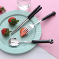 Miniatyrbilde 2 av 11: Kattpote Servisesett Keramisk Rustfritt Stål Bestikk Spisepinner Skje Gaffel Bærbart Servisesett Yellow Cat's Paw three-piece set