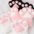 Miniatyrbilde 2 av 11: Kawaii Katteklo Hånd Plysj Hansker Kvinner Vinter Varme Korte Fingerløse Hansker Fluffy Bjørn Kattevotter Kostyme Halvfinger Votter L Plush Mittens One Size
