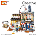 Miniatyrbillede 7 af 8: LOZ byggeklodser japansk-inspireret gadebillede izakaya akvatiske produkter butik mini små partikler samlet legetøj puslespil pige dreng 1232 with box