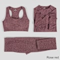 Miniatyrbild 1 av 11: Yoga Set Träningskläder Sportkläder Gym Kläder Fitness Leggings Toppar För Kvinnor 3 pcs set wine red M