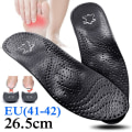 Miniatyrbilde 11 av 11: EiD Ny buestøtte 25mm ortopedisk innersåle Svart lær ortopediske innleggssåler for plattfot O/X Bein Korrigert skosåleinnlegg Half pad (EU 39-40) 1 Pair