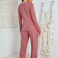 Pikkukuva 3 / 5: Naisten Pyjama Oloasut Pitkähihainen Housut Naisten Pyjamat Kotiasu Ristiinurakuvioinen Talvipyjamasetti Red M