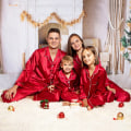 Miniatyrbild 3 av 6: Matchande Julpyjamas Familj Pyjamas Satin Enfärgad Matchande Jul Sovkläder Green Mother M