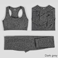 Miniatyrbild 1 av 11: Yoga Set Träningskläder Sportkläder Gym Kläder Fitness Leggings Toppar För Kvinnor 3 pcs set dark gray M