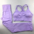 Pikkukuva 3 / 9: Joogasetti Naisten Fitness-vaatteet Urheiluvaatteet Leggingsit Pehmustetut Push-up Rintaliivit gray M