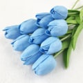 Miniatyrbilde 10 av 11: 10 stk. kunstige blomster hagetulipaner ekte berøringsblomster tulipanbukett dekor Mariage for hjemmebryllupsdekorasjoner falsk blomst G-yellow  tulip