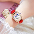 Miniatyrbillede 4 af 5: Rektangulært Bælte Mode Dameur Dame Quartz Ur Rose gold Red Belt