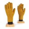 Miniatyrbilde 1 av 11: Varme strikkede hansker med fulle fingre for kvinner og menn, solide ullvotter med berøringsskjerm, tykke varme sykkel- og kjørehansker H46 S128 Yellow One Size