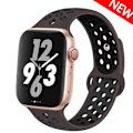 Pikkukuva 1 / 11: Silikoniranneke Apple Watch -rannekkeelle 44mm 40mm 38mm 42mm Hengittävä urheiluranneke iWatch serie 5 4 3 2 SE 6 -kellon ranneke Mineral lime black 38MM or 40MM-S M