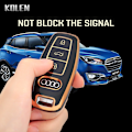 Miniatyrbild 5 av 7: TPU Bil Fjärrkontroll Nyckel Fodral Skal För A6 A7 A8 E-tron Q5 Q8 C8 D5 Gyllene Kant Nyckellös Hållare Fob Nyckelring Tillbehör Red only case