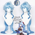 Miniatyrbilde 5 av 5: Spill Genshin Impact Ganyu Cosplay Parykk Horn Gradient Lys Mørk Blå Parykk Simulering Hodebunn Syntetisk Varmebestandig style 2 add horn No Pre Styled