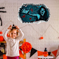 Miniatyrbillede 4 af 5: Tapet Halloween Knækket Væg Horror Kvinde Blod Håndaftryk Soveværelse Stue Hjem Dekoration Væg
