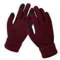 Miniatyrbilde 1 av 11: Dame Vinter Touch Screen Hansker Tykke Varme Strikkede Stretch Hansker Imitert Ull Full Finger Utendørs Skihansker Wine red One Size