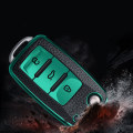 Miniatyrbillede 2 af 8: Læder TPU Bil Fjernbetjening Nøgle Cover Etui Fob Til Bora Polo Tiguan Jetta Passat B5 B6 B7 Golf Beetle Til Skoda Octavia Green
