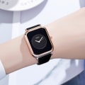Miniatyrbillede 2 af 9: Jelly Farve Simpel Silikone Lille Firkantet Ur Studenter Quartz Vandtæt Ur Black Ribbon black plate