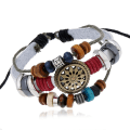 Miniatyrbillede 6 af 7: Retro Personlighed Okse Læder Armbånd Moderigtigt Temperamentfuldt Allround Perlebesat Læder Armbånd Nyt Armbånd Fabriksforsyning Black pigu silver accessories S
