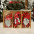 Miniatyrbillede 8 af 11: 9/12 stk. sæt julegnom trævedhæng engel julemand juletræsvedhæng dekorationer Navidad Godt Nytår 2024 C-02 (12-piece set)