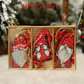 Pikkukuva 8 / 11: 9/12 kpl Joulutonttu Puinen Riipus Enkeli Joulupukki Joulukuusen Riipukset Koristeet Navidad Hyvää Uutta Vuotta 2024 10PCS Random-Card