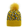 Miniatyrbilde 1 av 8: Høst og Vinter Strikket Lue Dame Leopardtrykk Ullstrikket Lue Moderne Varm Stor Pelsdusk Lue Yellow