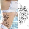 Pikkukuva 1 / 4: Violetti ruusu koru vesisiirtotatuointi tarrat naisille vartalon rintakehän taide väliaikainen tatuointi tyttö vyötärö rannekoru flash tatuoinnit kukka model 5