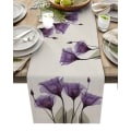 Miniatyrbillede 1 af 11: Blå Tulipan Bordløber til Spisebord Køkkenindretning Pletafvisende Spisebordsdug Rektangulær Bordløber 180-33cm 70-13inch 02