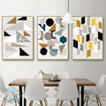 Miniatyrbillede 2 af 5: Wekity 3D Geometrisk Patchwork Vægkunst Lærredsprint Plakat, Simpel Abstrakt Kunst Tegning Dekoration til Hjemmet Stue Soveværelse Kontor og Børneværelse
