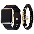 Miniatyrbild 4 av 6: 3 st/set Herr Mode Enkel LED Silikon Elektronisk Klocka Armband Set Rose gold shell White Belt