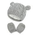 Miniatyrbilde 4 av 7: Høst- og vinterlue og hanskesett Søt liten øreform Unisex babylue Gray M is suitable for 2-6 months