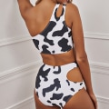 Miniatyrbild 6 av 7: Baddräkt Sexig Hög Midja Flerfärgad Tryckt Bikini Dam Fission Baddräkt Bikini Cows pattern M