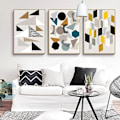 Miniatyrbillede 1 af 5: Wekity 3D Geometrisk Patchwork Vægkunst Lærredsprint Plakat, Simpel Abstrakt Kunst Tegning Dekoration til Hjemmet Stue Soveværelse Kontor og Børneværelse
