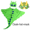 Miniatyrbillede 2 af 3: Dragekappe med Hat Tandløs Drage Kostume Kappe Cosplay Fest Halloween Julekostumer Karneval Dinosaur Kappe Red One Size