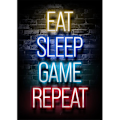 Miniatyrbillede 1 af 5: Sleep Game Repeat Vægkunst Plakat Print Lærredsmaleri Billede Til Børneværelse Drengeværelse Dekorativt Legeværelse AC359-11 40X60cm Uindrammet AC359-11 40X60cm Unframed