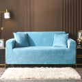 Miniatyrbilde 1 av 10: Krystallfløyel Elastisk Sofatrekk Uttrekkbart Sofatrekk Seksjonssofa Ensfarvet Enkel/To/Tre/Fire Seter L-Form Trenger Kjøp 2 stk Blue 90-140cm
