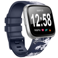Miniatyrbilde 1 av 11: Rem for Fitbit Versa 2 Versa-rem Myk TPU Erstatningsarmbånd for Fitbit Versa 2 Versa Lite Klokkebånd Armbånd Gray Flower Blue Size S For Versa 1 2
