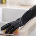 Miniatyrbillede 3 af 5: 1 Par Sorte Handsker Hjem Vask Rengøring Handsker Have Køkken Opvask Fingre Gummi Opvask Husholdnings Rengøring Handsker Black L