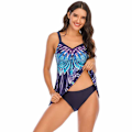 Miniatyrbillede 5 af 5: Pigebadedragt Bikini Dame Sexet Gradient Print Plisseret Badetøj Picture color 4XL